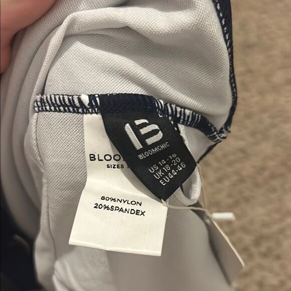 NWT BloomChic Blue One Piece Swimsuit with V-Neck and Textured Design - Picture 9 of 11